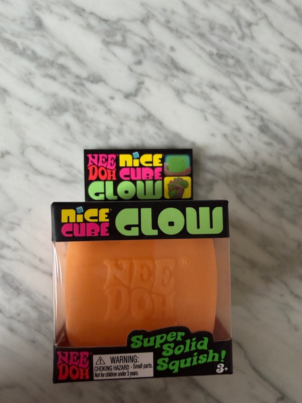 Nee Doh Glow Nice Cube - Orange Squish Toy